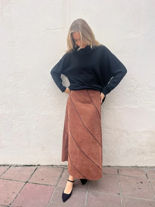 Falda midi pana rayas