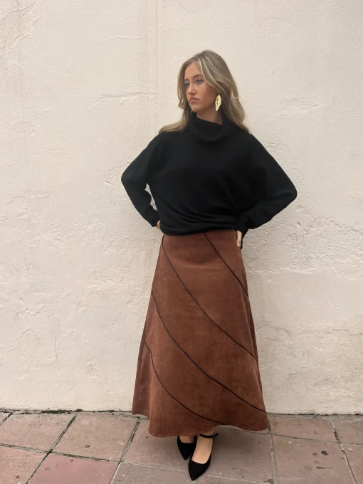 Falda midi pana rayas