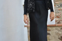 Falda midi satinada