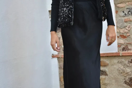 Falda midi satinada
