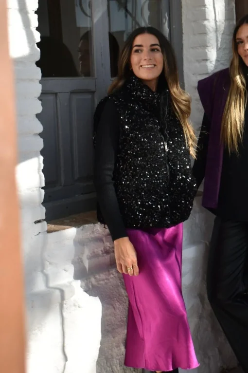 Falda midi satinada