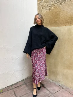 Falda satinada estampada