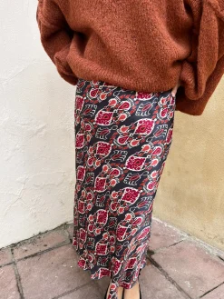 Falda satinada estampada