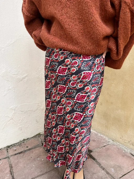 Falda satinada estampada