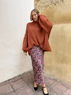 Falda satinada estampada
