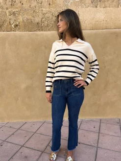 Jeans azul marino botones