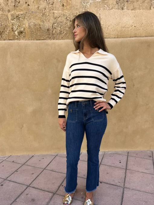 Jeans azul marino botones