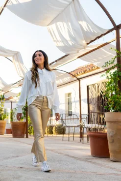 Jeans Flare metalizado