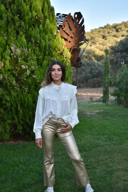 Jeans Flare metalizado