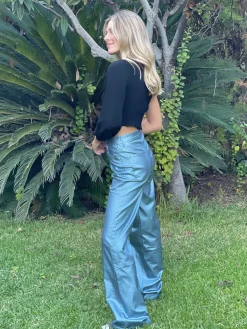 Jeans metalizados wideleg
