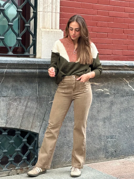 Jeans topo botones dorados