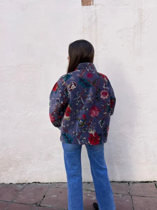 Kimono terciopelo malva estampado