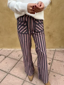 Pantalón pana estampado gris