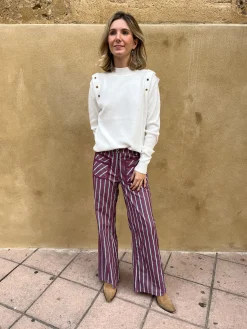 Pantalón pana estampado magenta