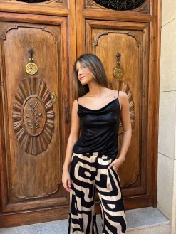 Pantalón raso estampado