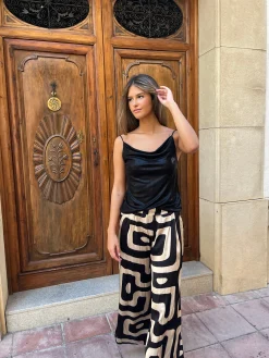 Pantalón raso estampado