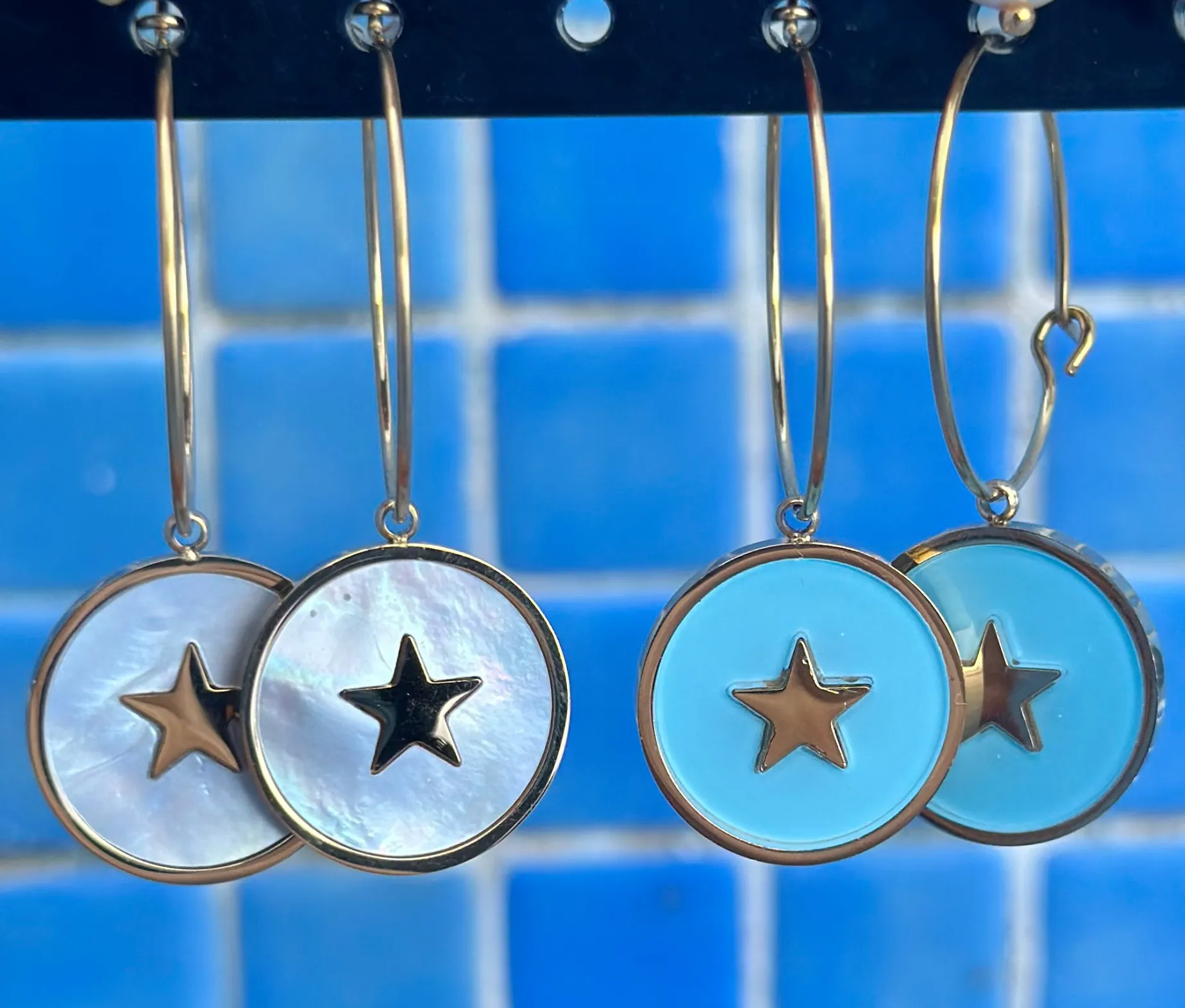Pendientes chapas colores estrella
