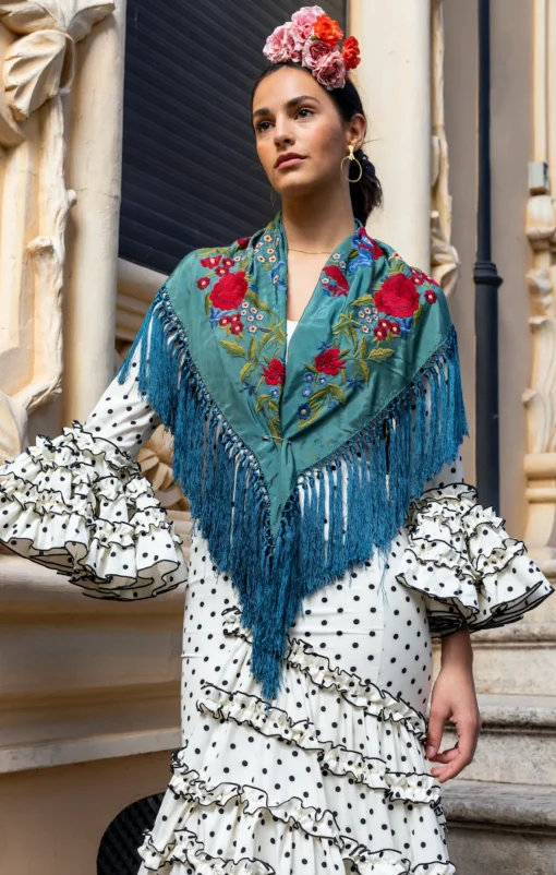 Traje Flamenca lunar Blanco