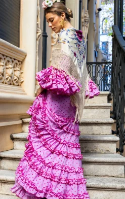 Traje Flamenca Lunar Malva