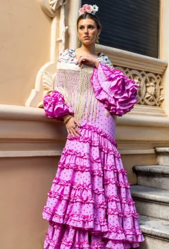 Traje Flamenca Lunar Malva