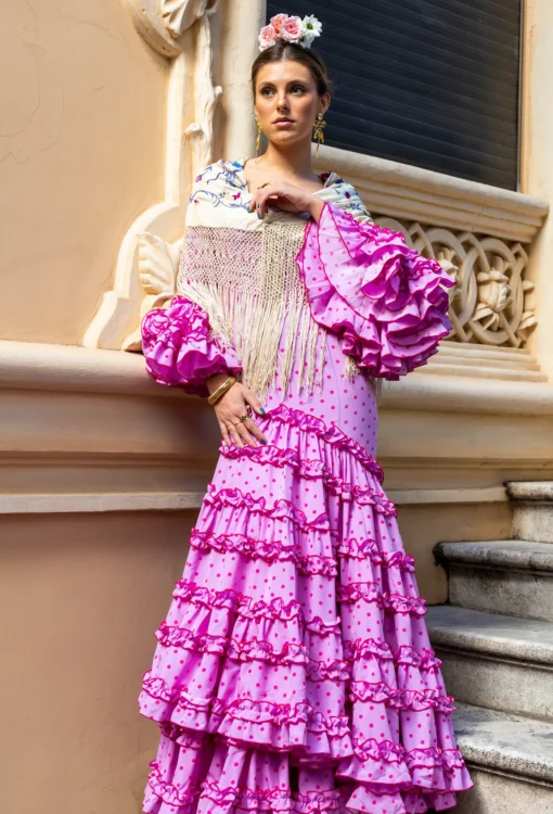 Traje Flamenca Lunar Malva