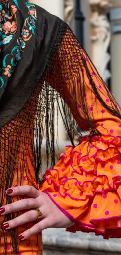 Traje Flamenca Lunar Naranja