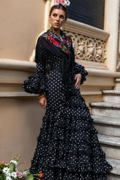 Traje Flamenca Lunar Negro