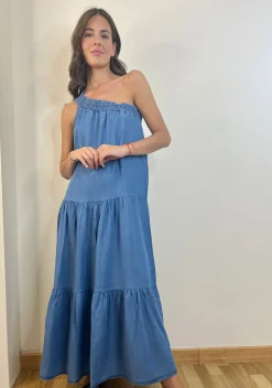 Vestido asimétrico denim