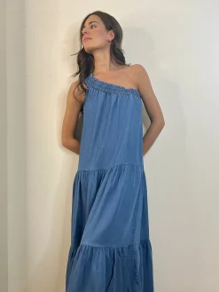 Vestido asimétrico denim