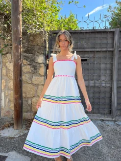 Vestido piquillo multicolor lazos