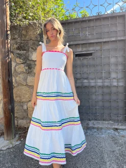Vestido piquillo multicolor lazos