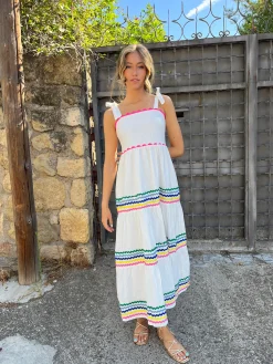 Vestido piquillo multicolor lazos