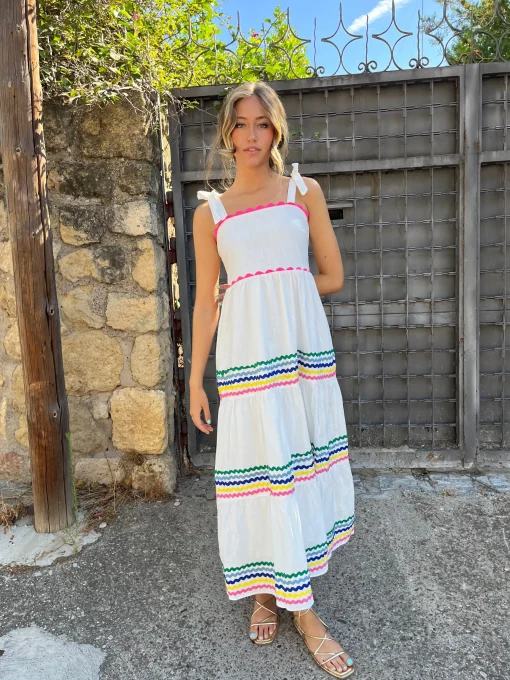 Vestido piquillo multicolor lazos